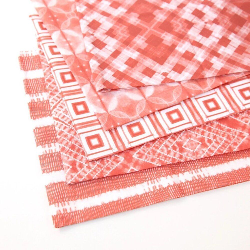 PBS‎ Fabric Flat Fat Quarter Stack in Coral Shibori Dye Kim Eichler Messmer